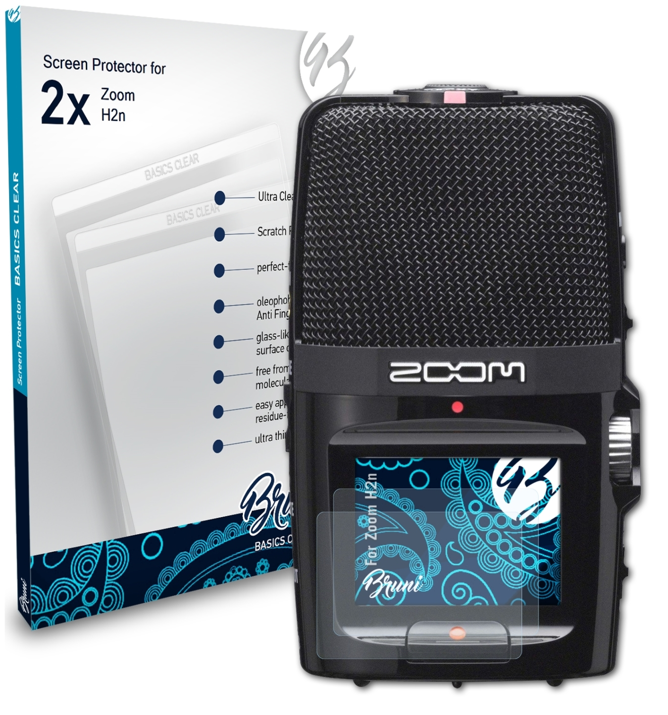 BRUNI 2x Zoom H2n) Basics-Clear Schutzfolie(für