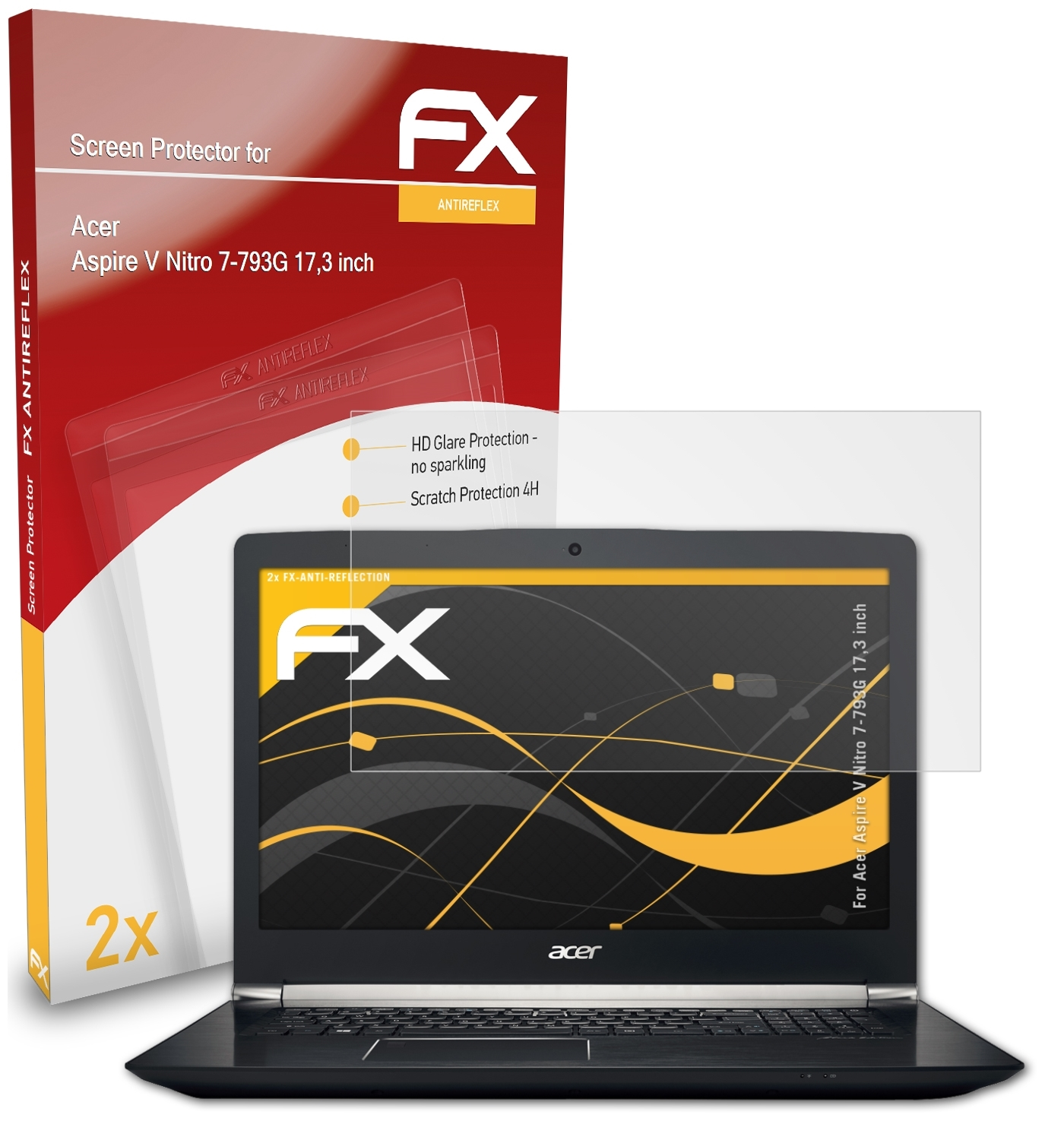 ATFOLIX 2x FX-Antireflex Displayschutz(für Aspire (17,3 V Nitro Acer inch)) 7-793G