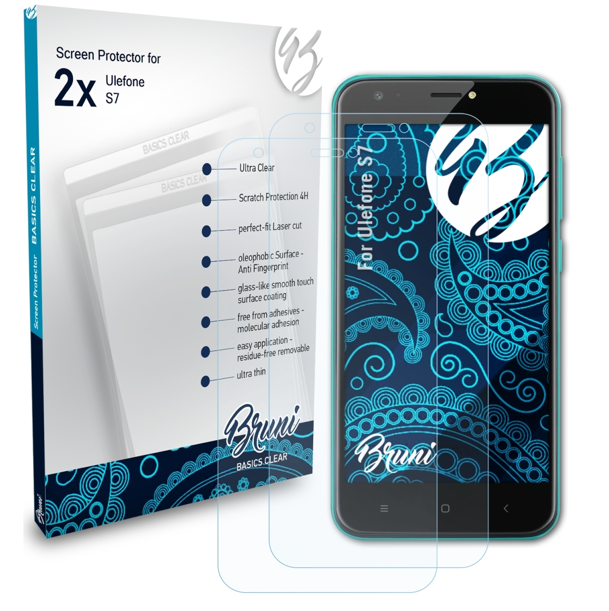 BRUNI Ulefone S7) Basics-Clear Schutzfolie(für 2x