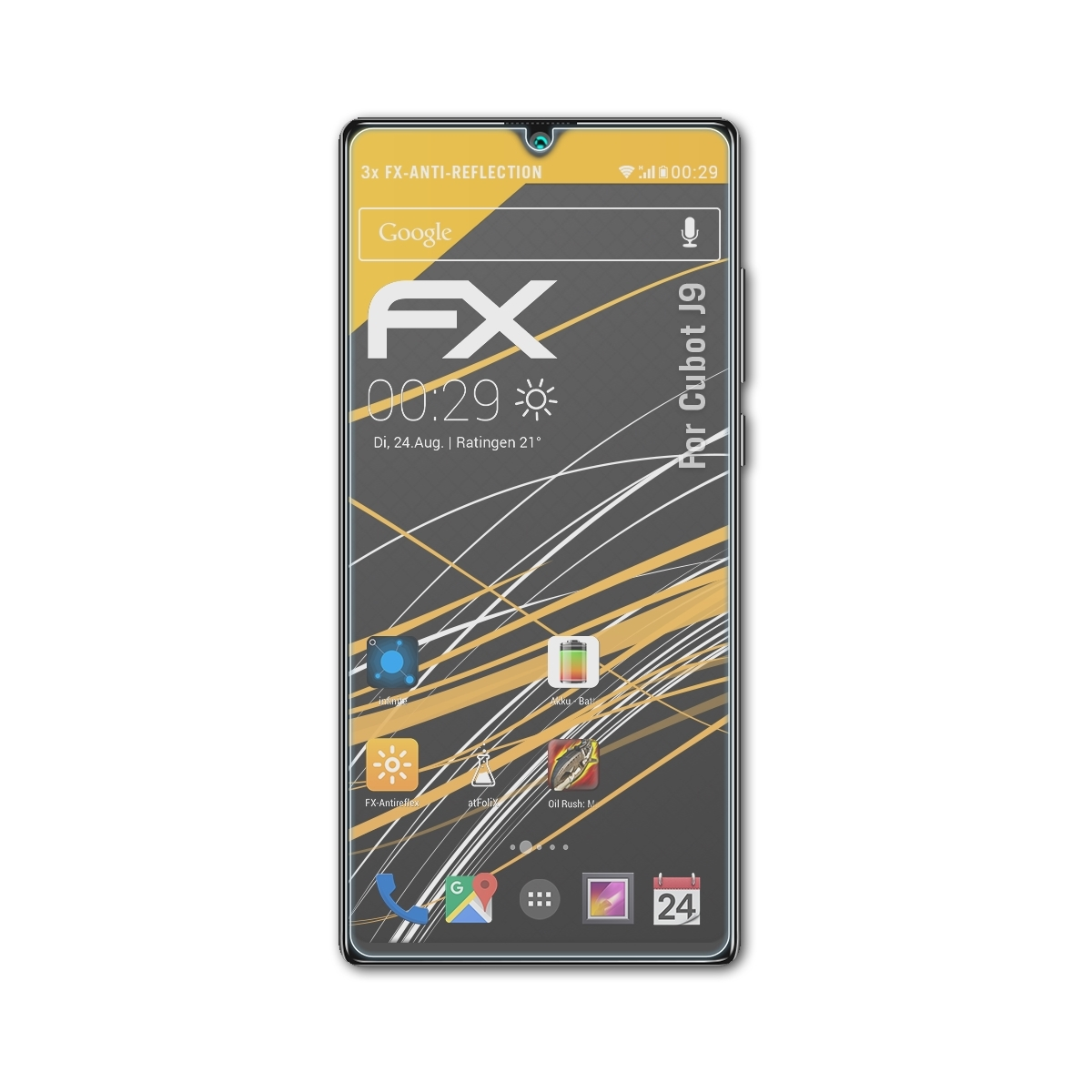 ATFOLIX 3x FX-Antireflex Displayschutz(für Cubot J9)