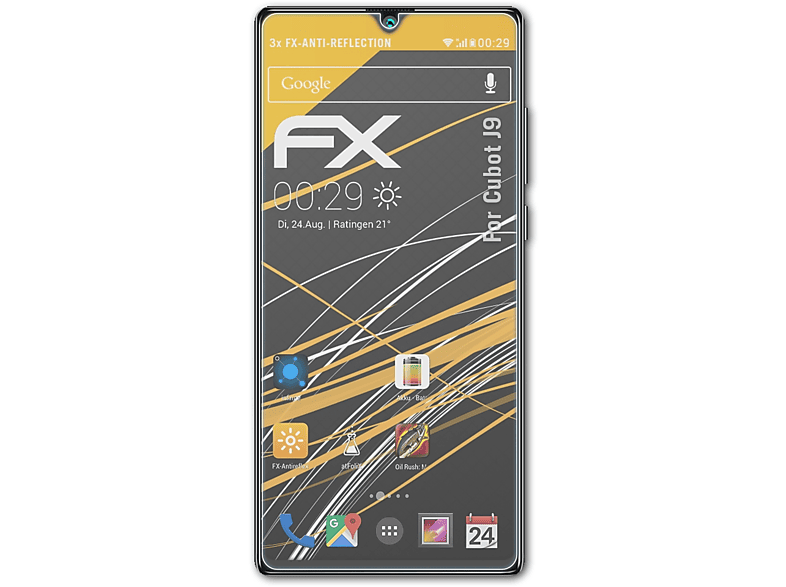 ATFOLIX 3x FX-Antireflex Displayschutz(für Cubot J9)