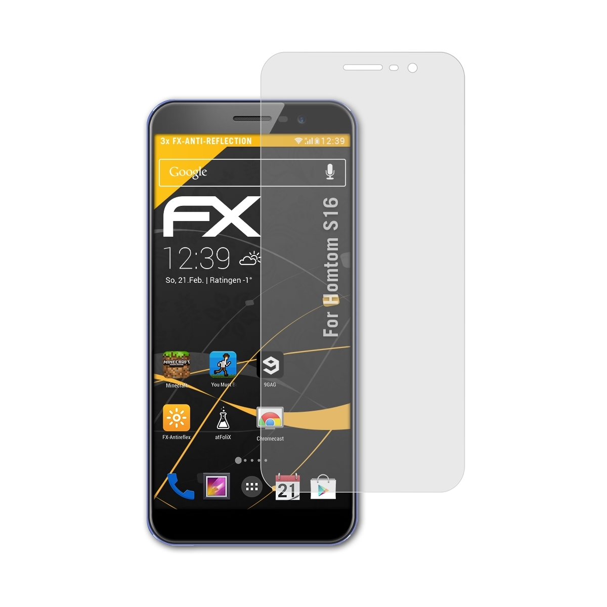 S16) FX-Antireflex ATFOLIX Displayschutz(für 3x Homtom