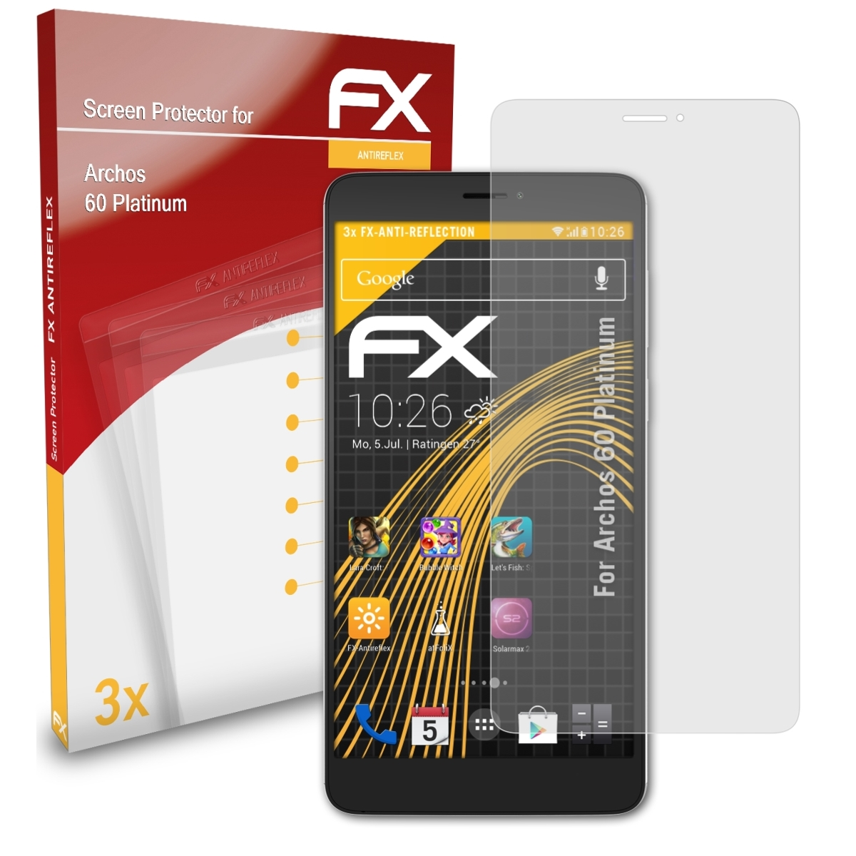 ATFOLIX 3x FX-Antireflex Displayschutz(für Platinum) Archos 60
