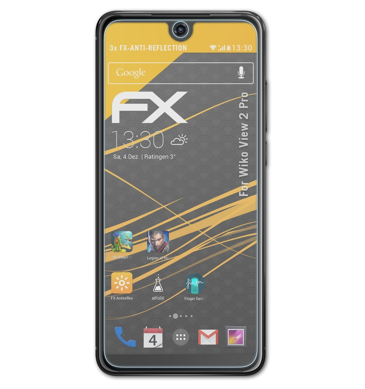 3x Wiko FX-Antireflex ATFOLIX 2 View Displayschutz(für Pro)