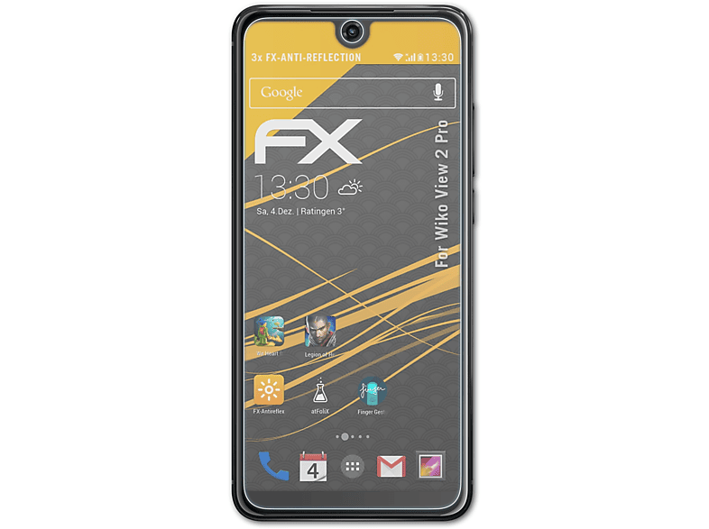 3x Wiko FX-Antireflex ATFOLIX 2 View Displayschutz(für Pro)