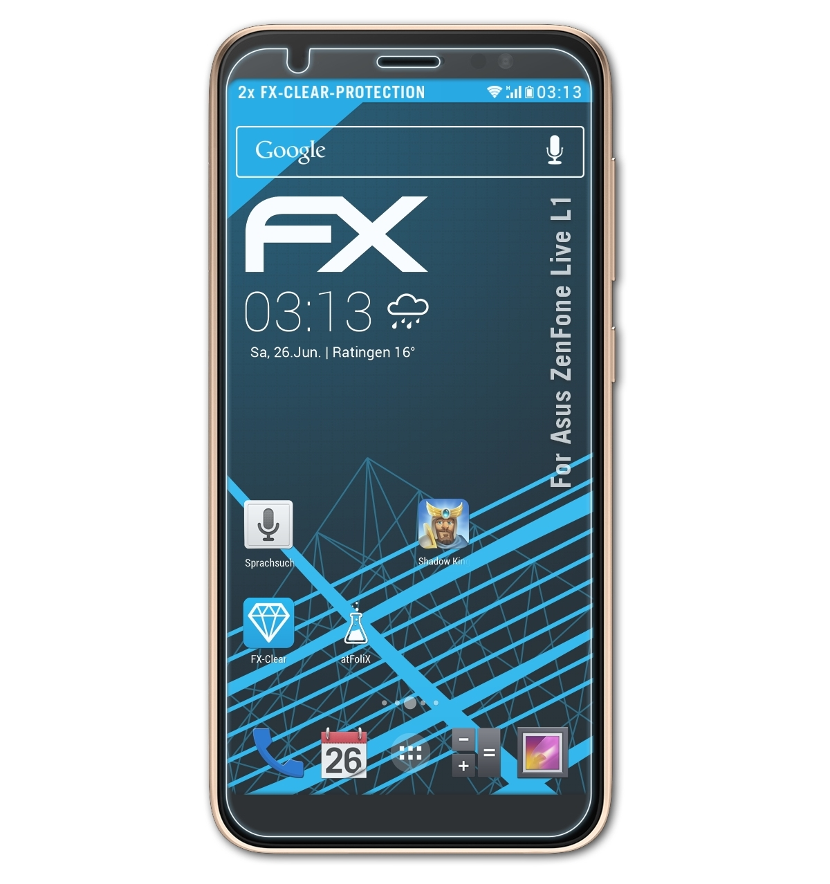 ATFOLIX 2x Live Displayschutz(für L1) FX-Clear ZenFone Asus