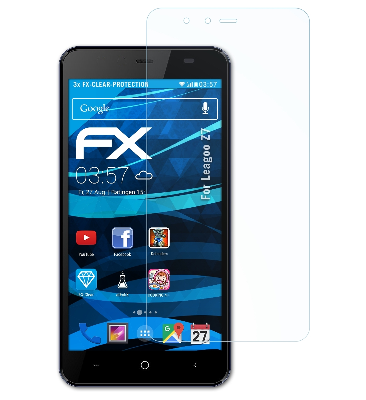 ATFOLIX 3x FX-Clear Leagoo Displayschutz(für Z7)