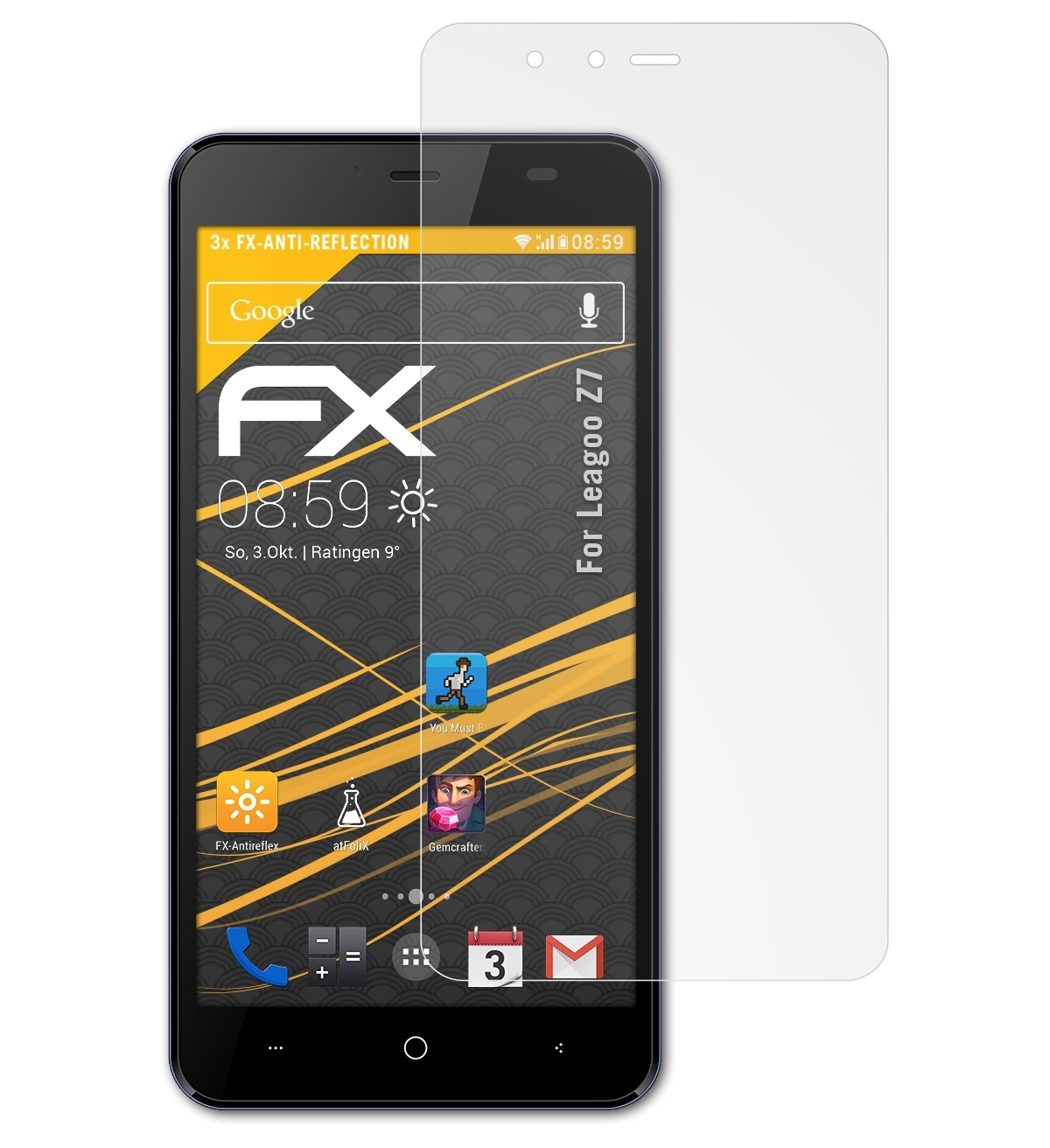 Leagoo Z7) 3x ATFOLIX FX-Antireflex Displayschutz(für