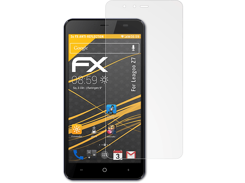 ATFOLIX 3x FX-Antireflex Z7) Displayschutz(für Leagoo