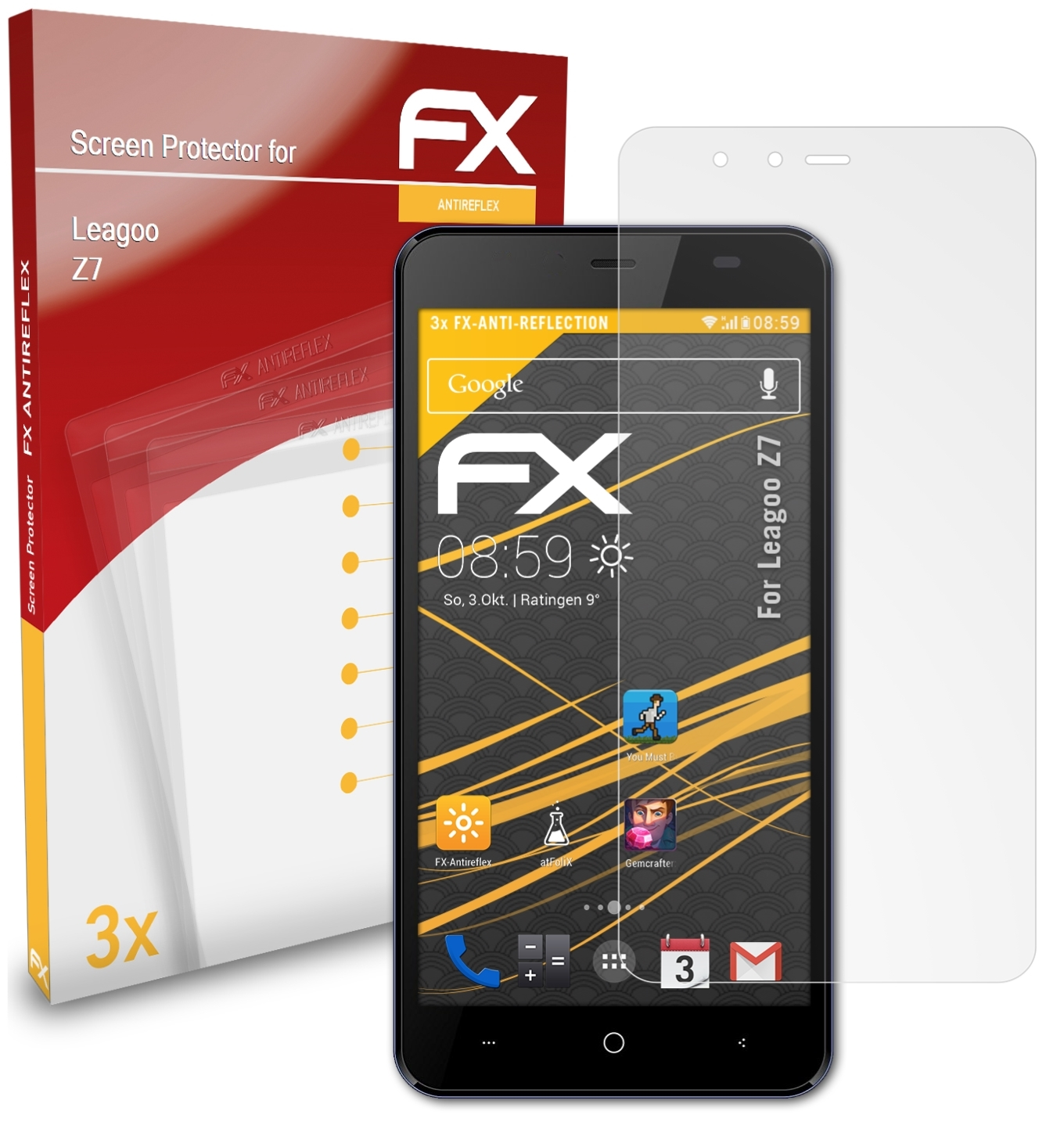 3x Leagoo FX-Antireflex Displayschutz(für ATFOLIX Z7)