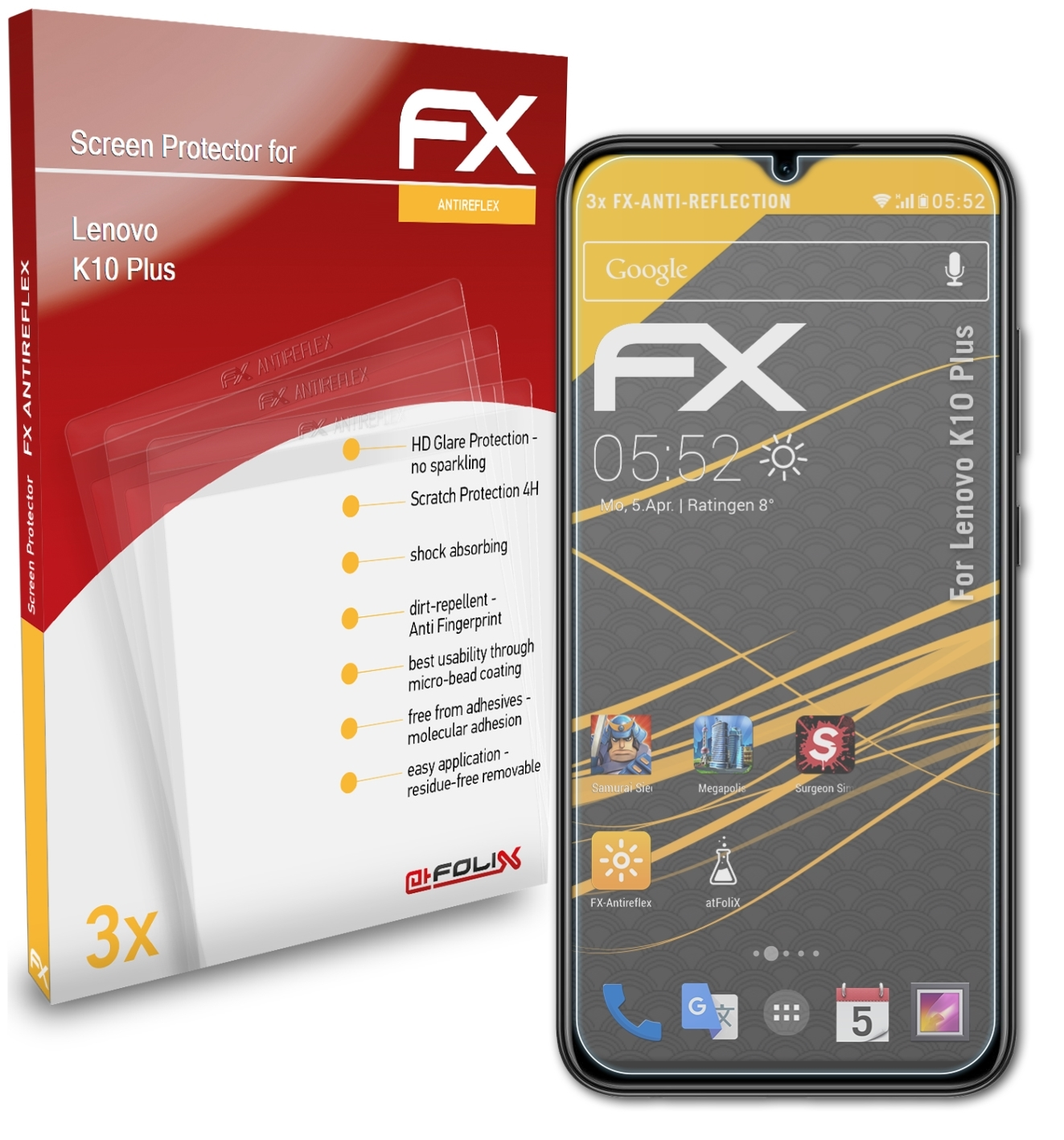 ATFOLIX 3x FX-Antireflex Displayschutz(für Lenovo K10 Plus)