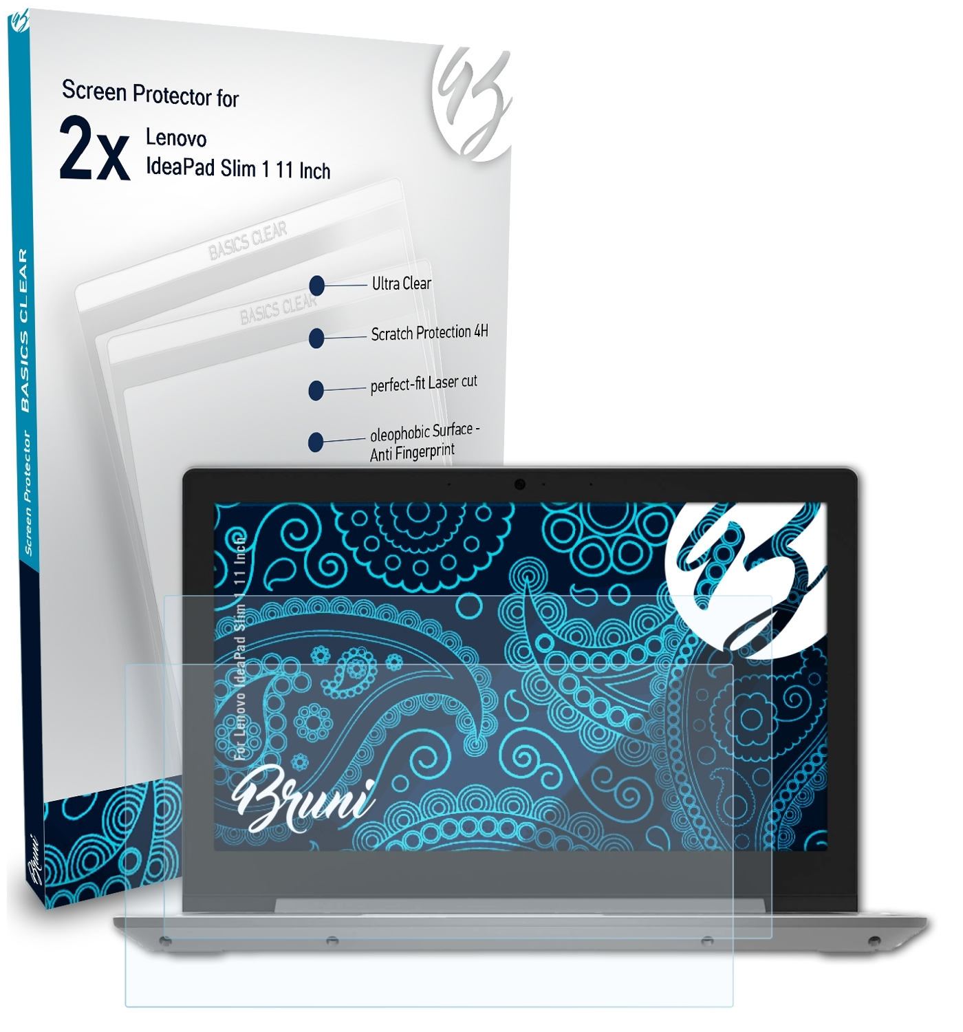 BRUNI 2x Basics-Clear Schutzfolie(für Lenovo Inch)) IdeaPad (11 Slim 1