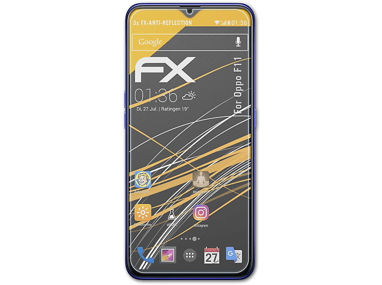 ATFOLIX 3x FX-Antireflex Displayschutz(für Oppo F11)