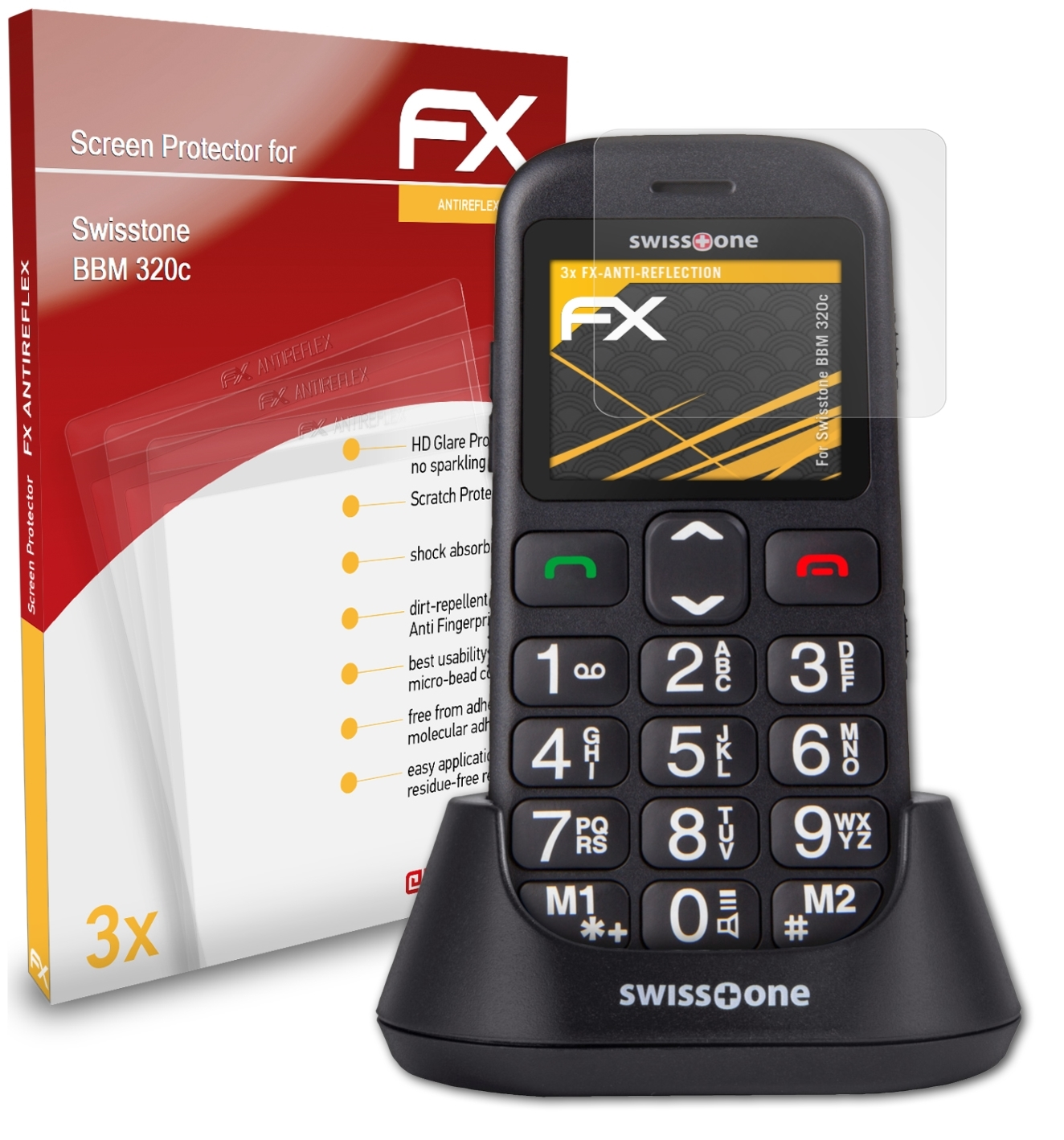 FX-Antireflex Swisstone 320c) 3x ATFOLIX BBM Displayschutz(für