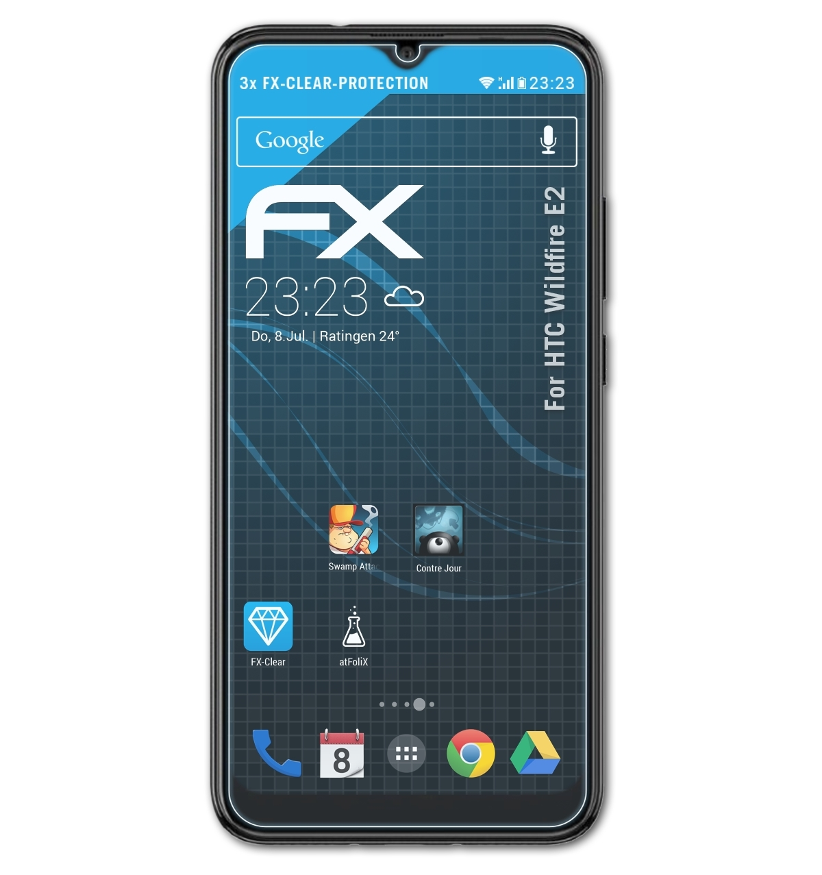 ATFOLIX 3x FX-Clear HTC Displayschutz(für Wildfire E2)