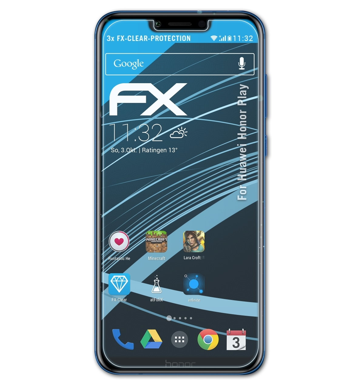3x Play) Displayschutz(für FX-Clear Honor ATFOLIX Huawei