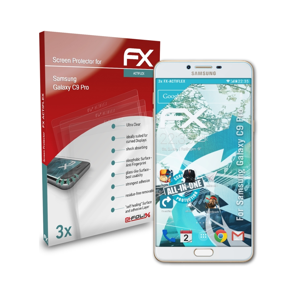 Galaxy Samsung FX-ActiFleX ATFOLIX C9 3x Displayschutz(für Pro)