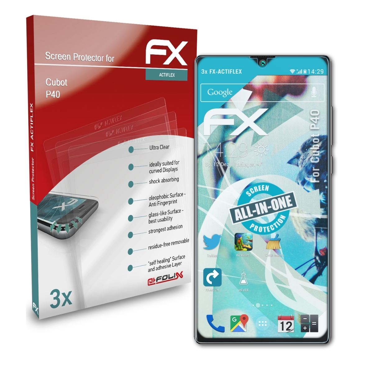 ATFOLIX 3x P40) FX-ActiFleX Displayschutz(für Cubot