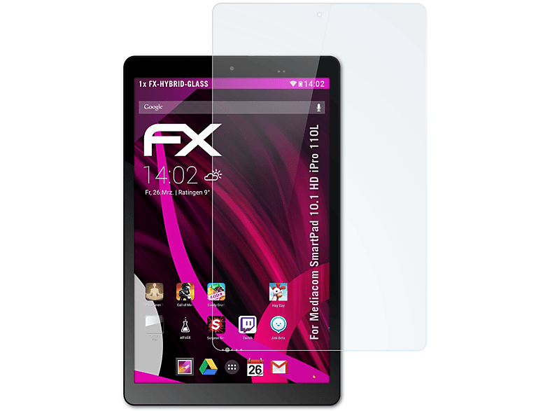 Mediacom 110L) SmartPad iPro Schutzglas(für FX-Hybrid-Glass HD 10.1 ATFOLIX