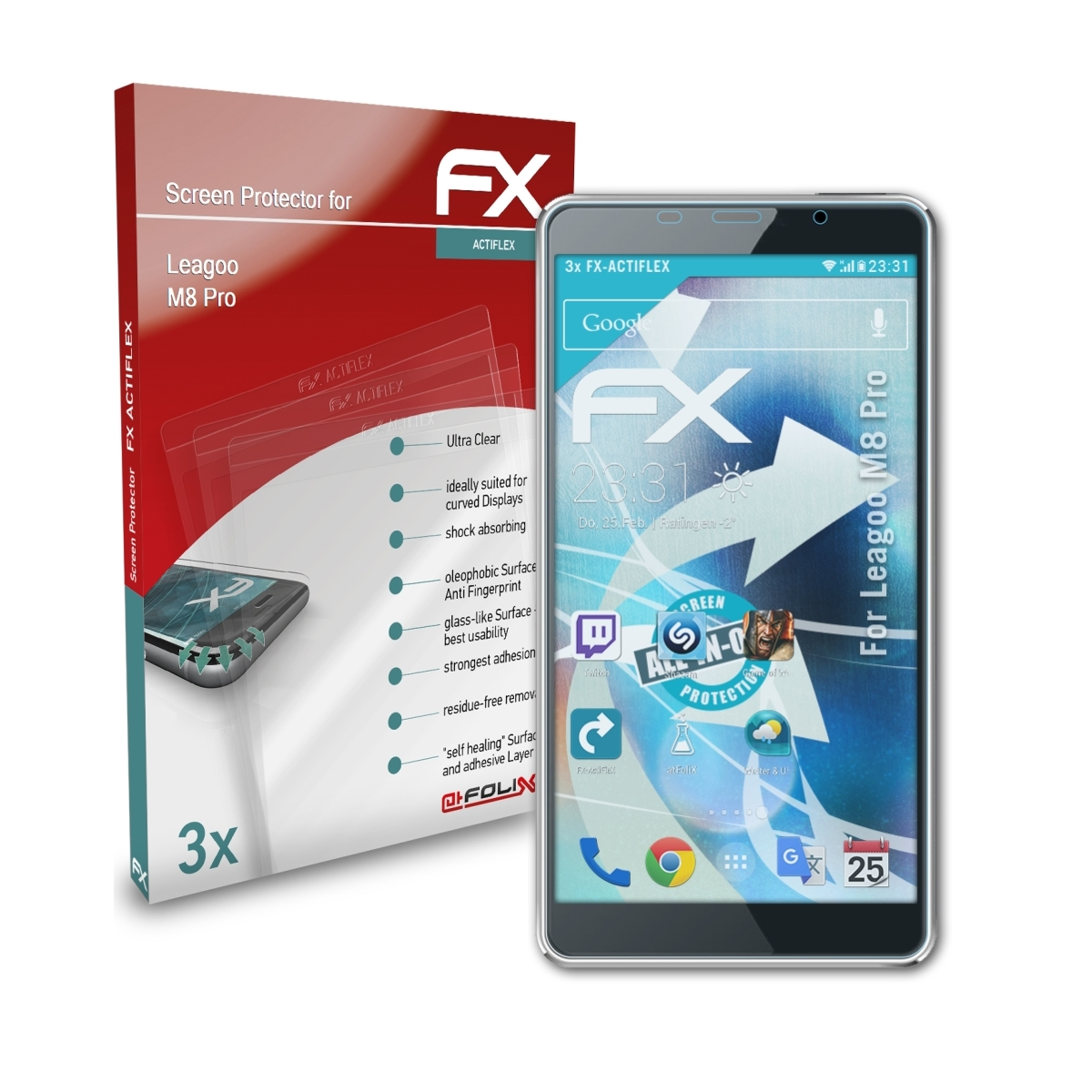 FX-ActiFleX Leagoo 3x Pro) ATFOLIX Displayschutz(für M8