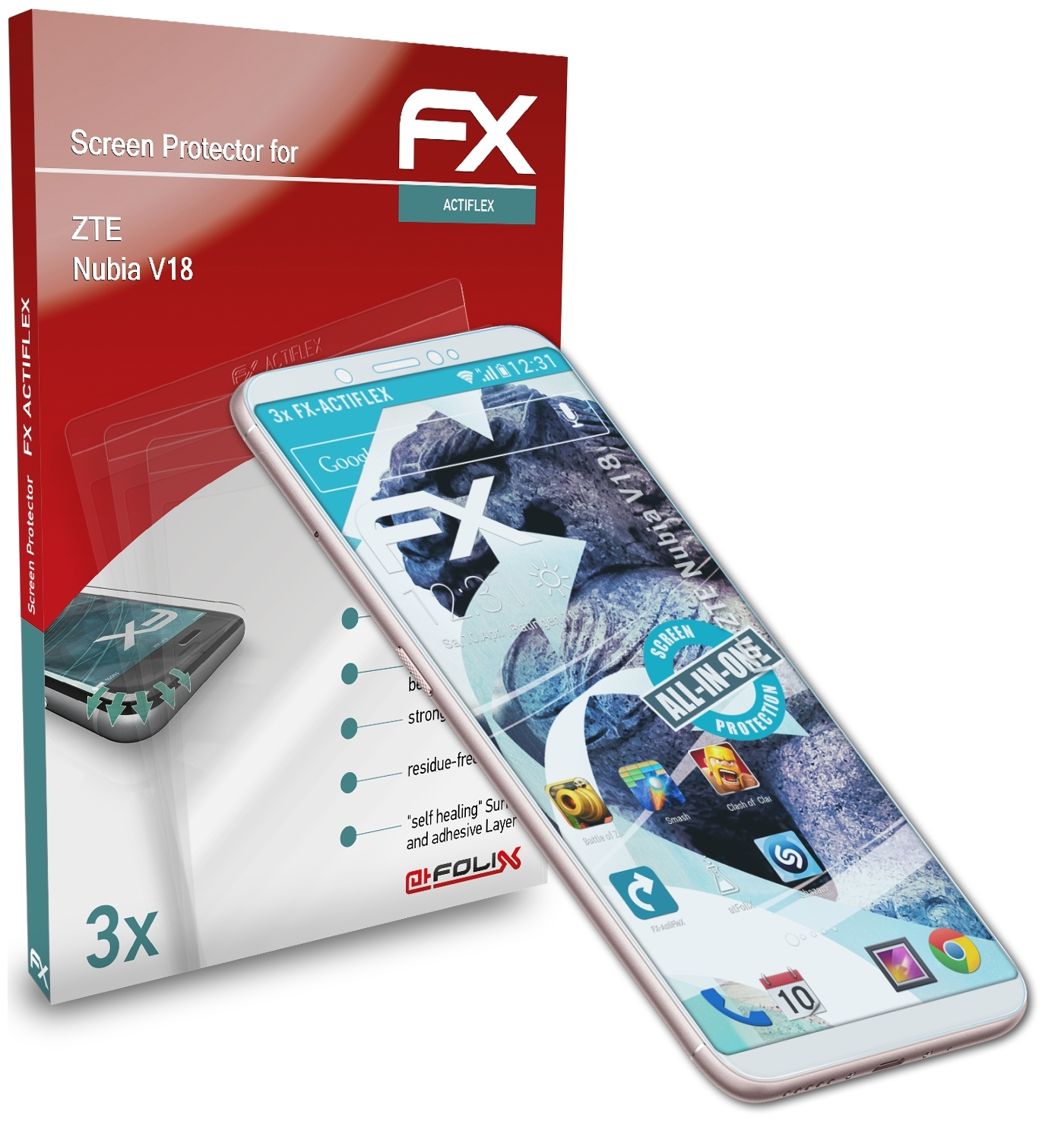 V18) ZTE 3x FX-ActiFleX ATFOLIX Nubia Displayschutz(für