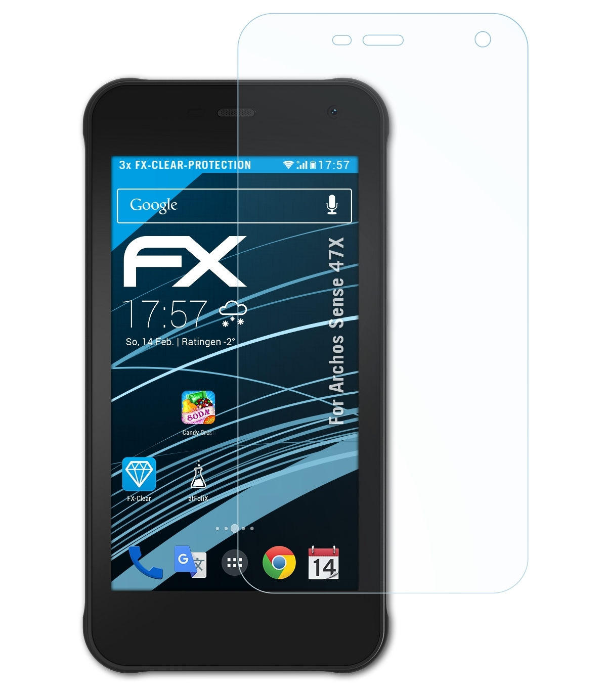 ATFOLIX 3x FX-Clear Archos Sense Displayschutz(für 47X)