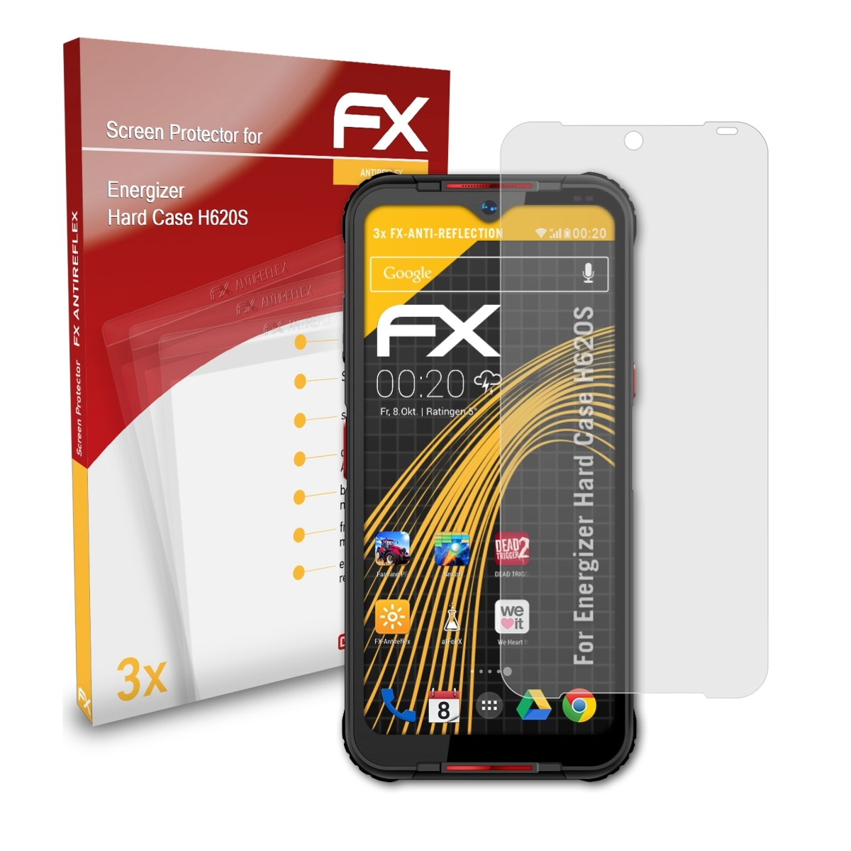 ATFOLIX 3x Energizer Hard Case Displayschutz(für H620S) FX-Antireflex