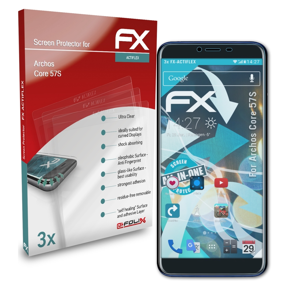 ATFOLIX 3x FX-ActiFleX Displayschutz(für Archos Core 57S)