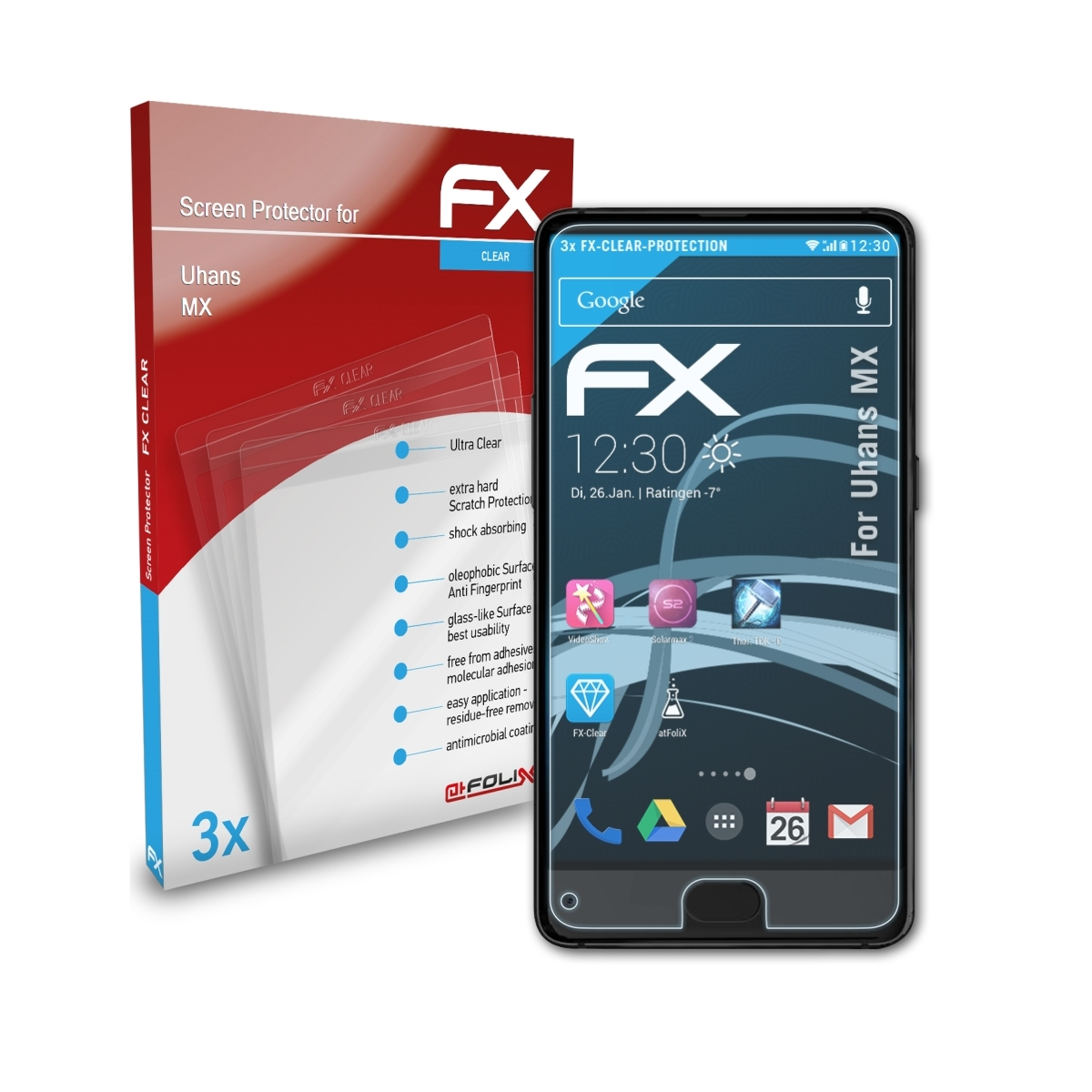 ATFOLIX 3x FX-Clear Displayschutz(für MX) Uhans