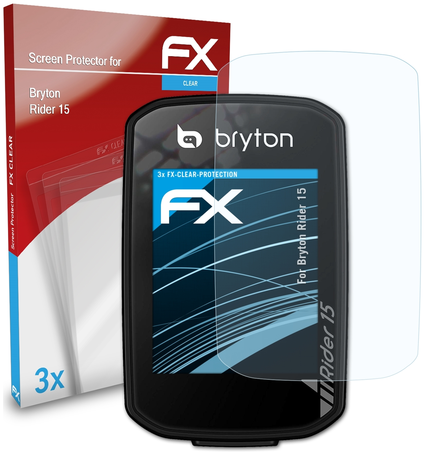 ATFOLIX Rider 15) Bryton FX-Clear 3x Displayschutz(für