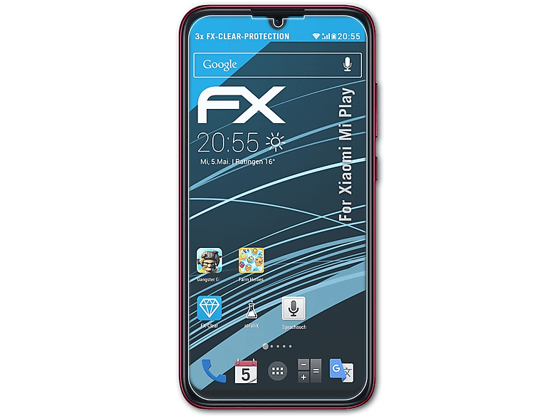 ATFOLIX 3x FX-Clear Mi Xiaomi Displayschutz(für Play)