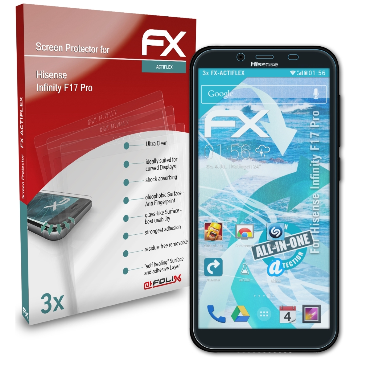 Pro) Displayschutz(für FX-ActiFleX Infinity ATFOLIX 3x Hisense F17