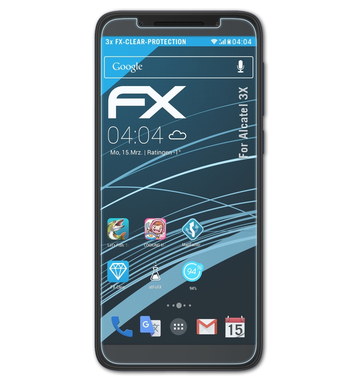 3X) ATFOLIX 3x Alcatel Displayschutz(für FX-Clear