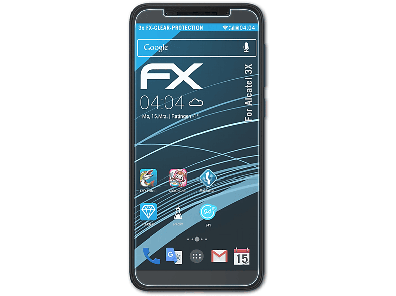 Alcatel 3X) FX-Clear Displayschutz(für 3x ATFOLIX