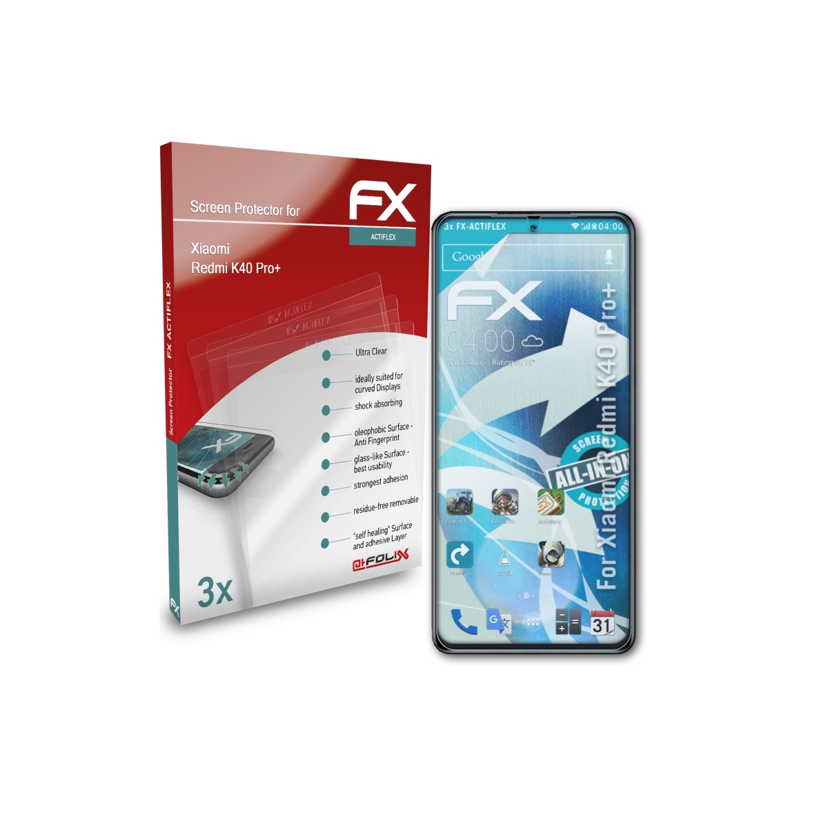 ATFOLIX 3x FX-ActiFleX Displayschutz(für Pro+) Redmi Xiaomi K40