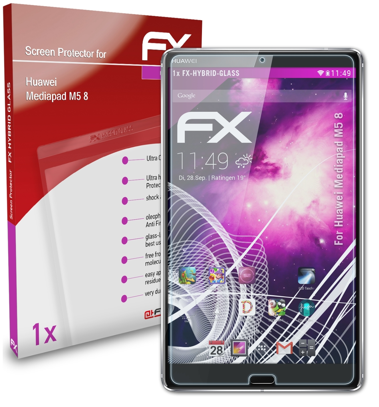 ATFOLIX FX-Hybrid-Glass Schutzglas(für Huawei Mediapad M5 8)