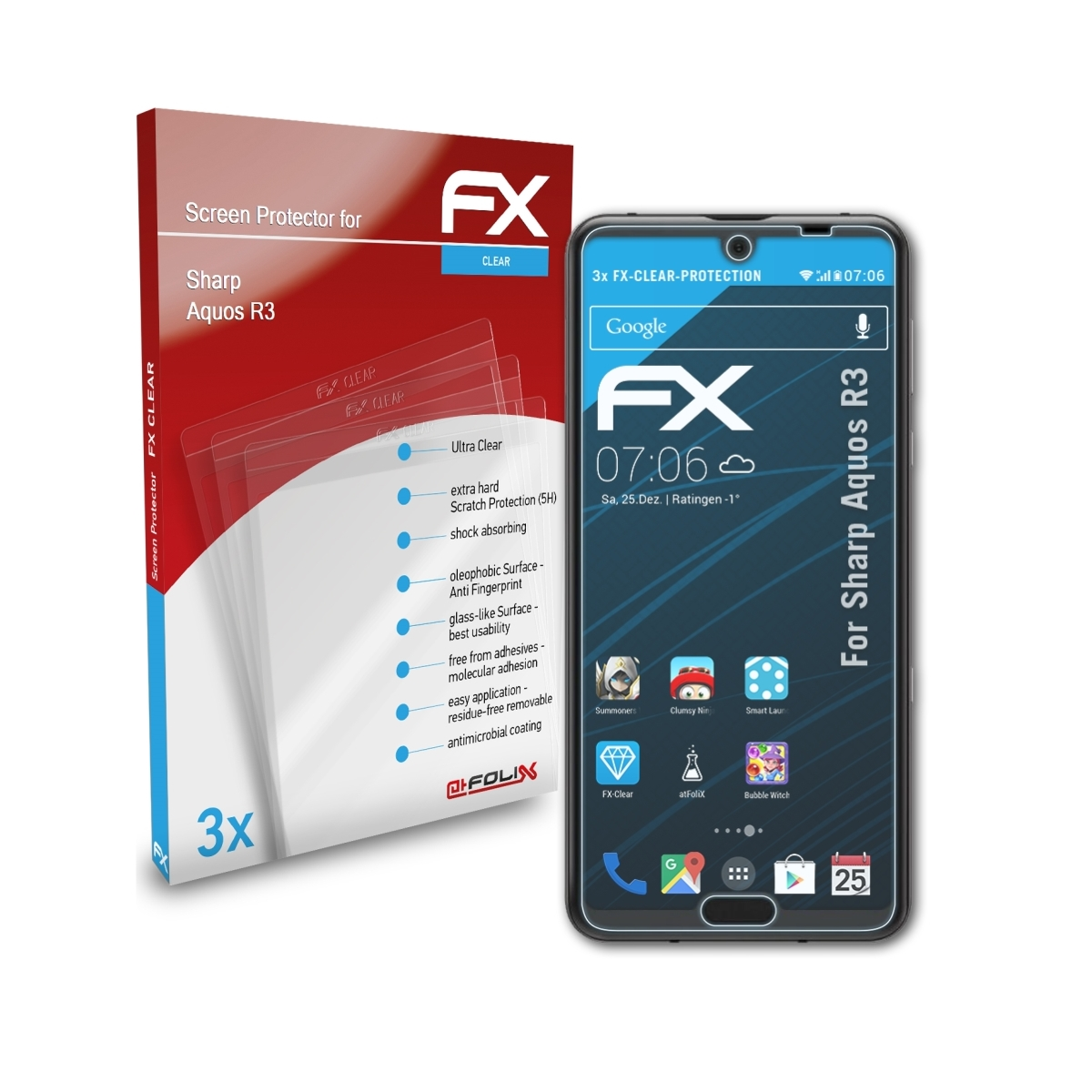 Displayschutz(für ATFOLIX Sharp R3) FX-Clear 3x Aquos