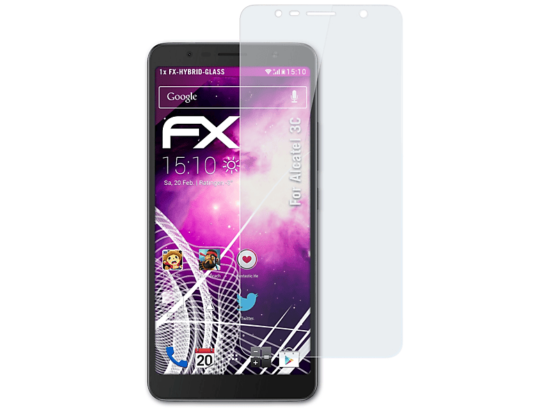 ATFOLIX FX-Hybrid-Glass 3C) Alcatel Schutzglas(für