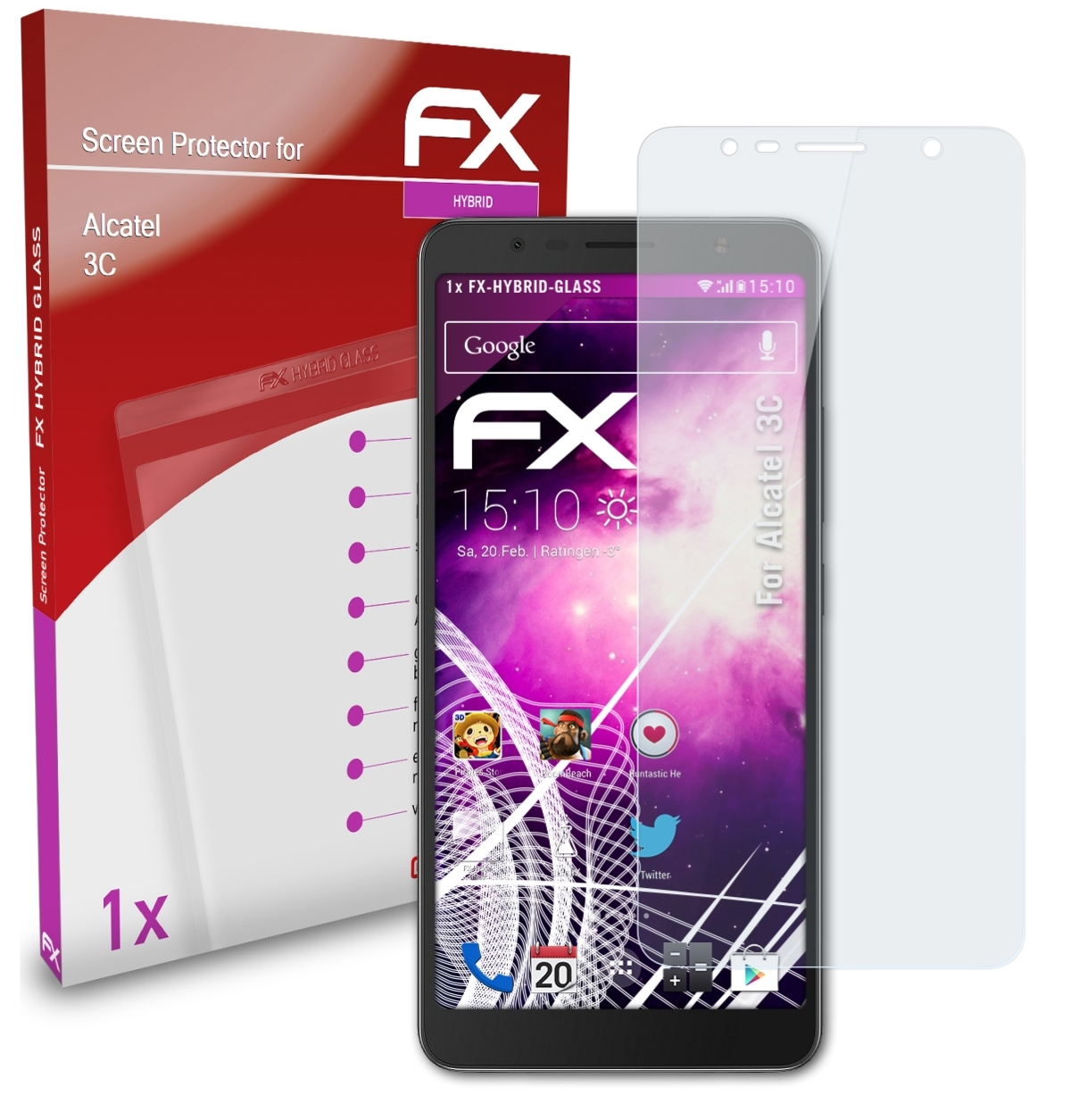 ATFOLIX FX-Hybrid-Glass Schutzglas(für Alcatel 3C)
