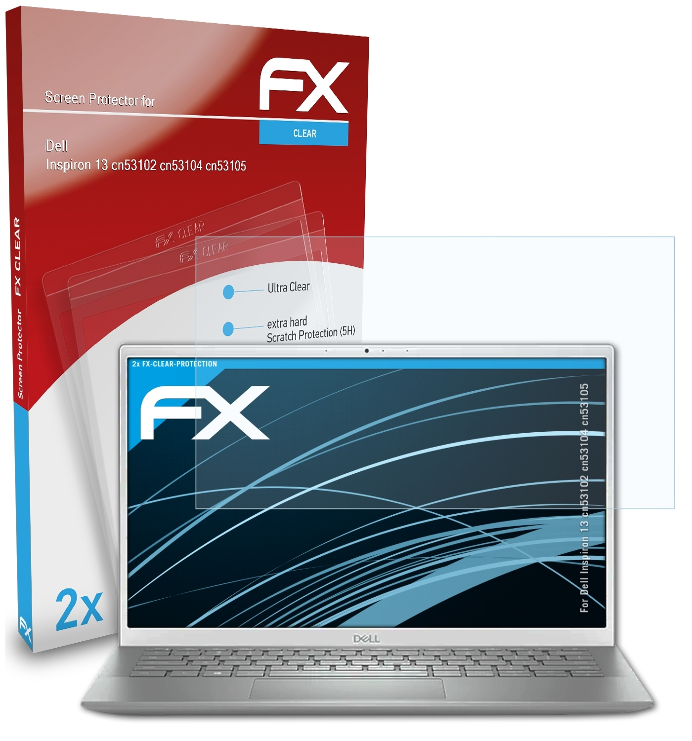 ATFOLIX 2x Displayschutz(für cn53105)) 13 Inspiron Dell FX-Clear cn53104 (cn53102