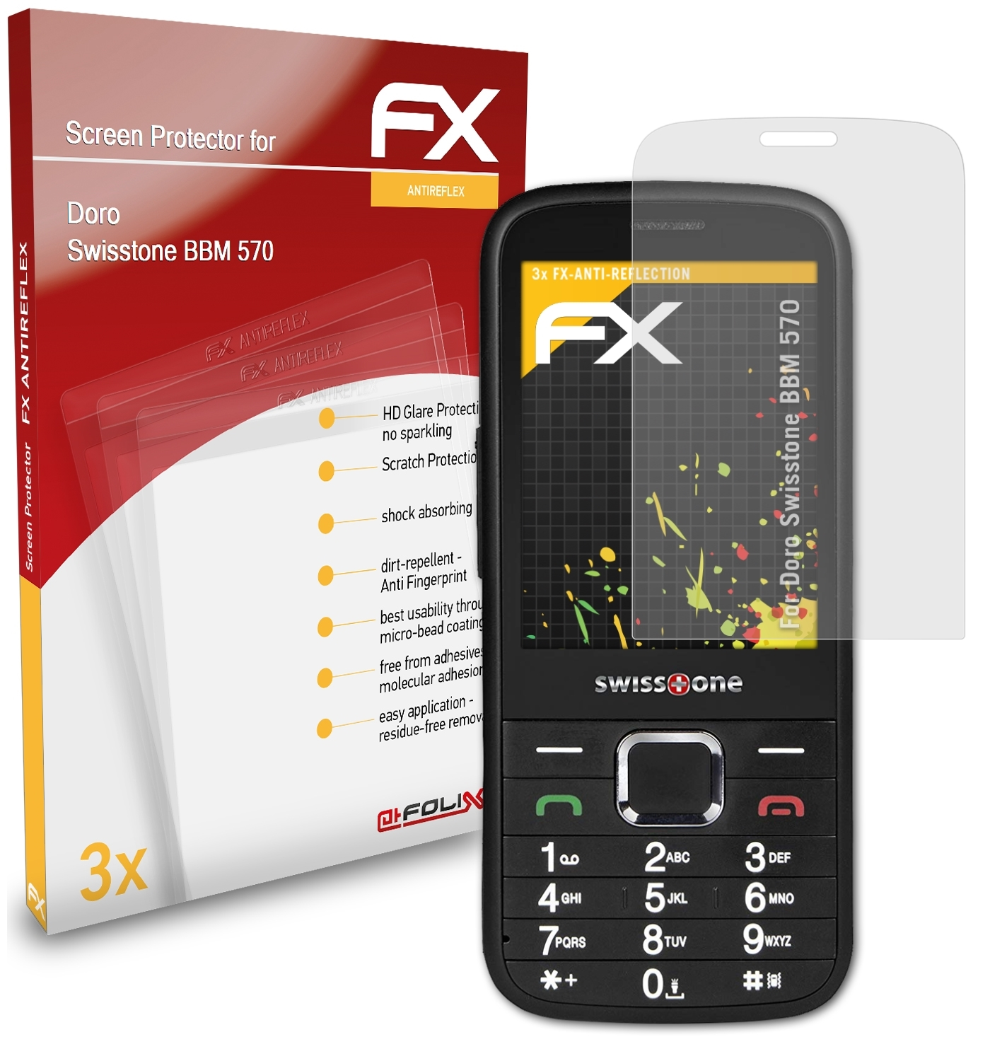 ATFOLIX 3x BBM 570) Doro Displayschutz(für FX-Antireflex Swisstone