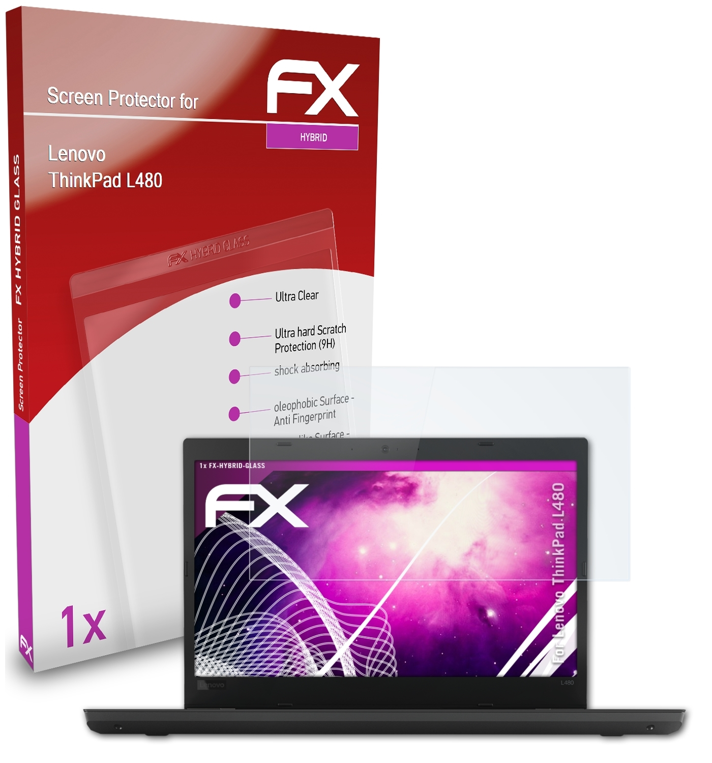 ATFOLIX FX-Hybrid-Glass Schutzglas(für L480) ThinkPad Lenovo