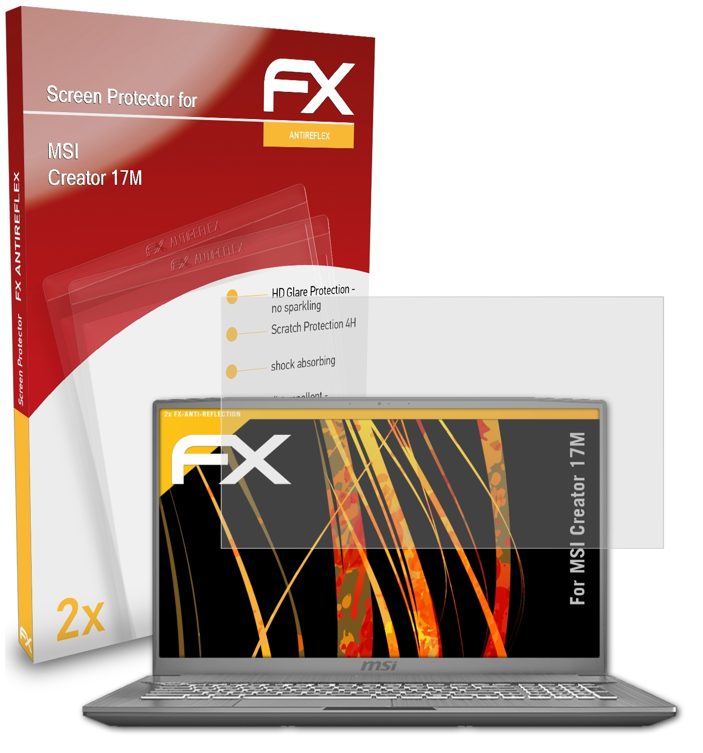 Displayschutz(für ATFOLIX MSI FX-Antireflex 2x Creator 17M)