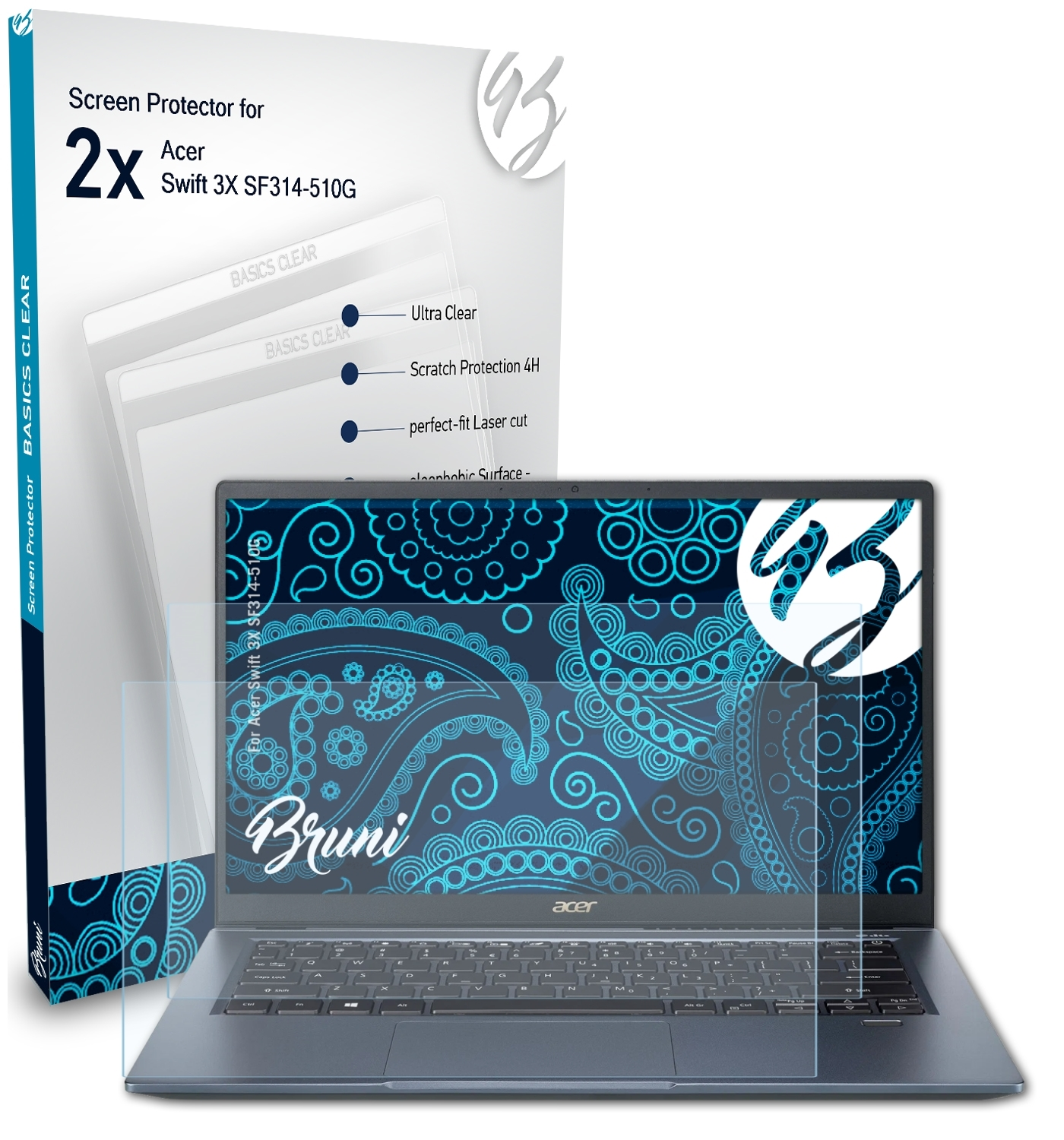 BRUNI 2x Basics-Clear Schutzfolie(für Acer 3X (SF314-510G)) Swift