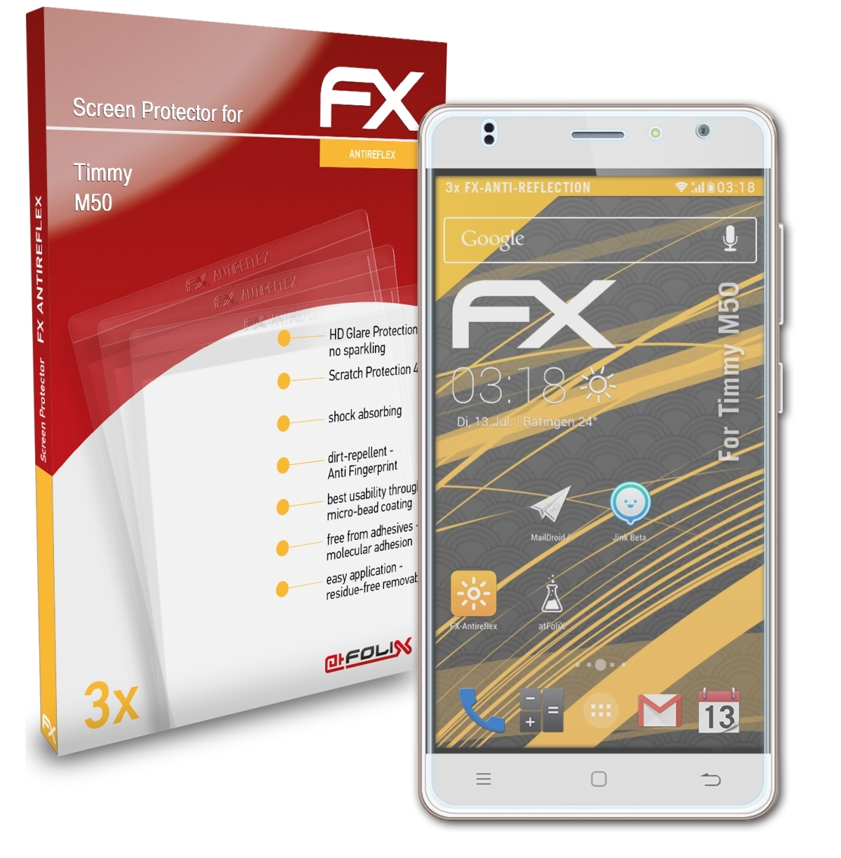 ATFOLIX 3x FX-Antireflex M50) Displayschutz(für Timmy