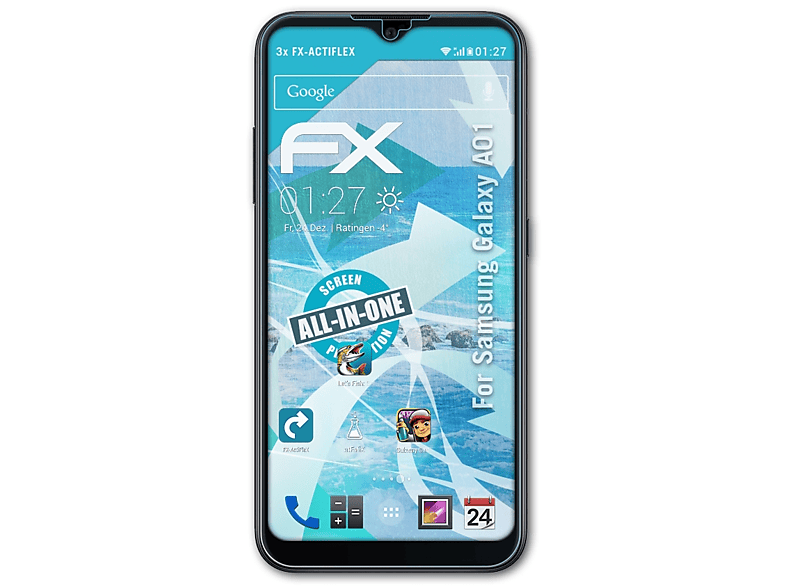 ATFOLIX 3x Displayschutz(für FX-ActiFleX Galaxy Samsung A01)