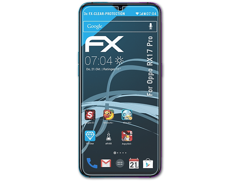 ATFOLIX 3x FX-Clear Displayschutz(für Oppo RX17 Pro)