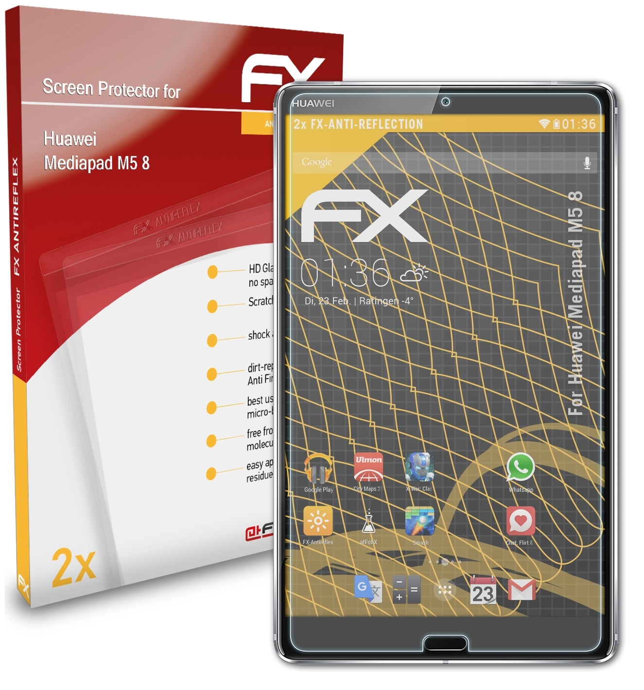 Huawei 8) M5 Mediapad Displayschutz(für ATFOLIX FX-Antireflex 2x