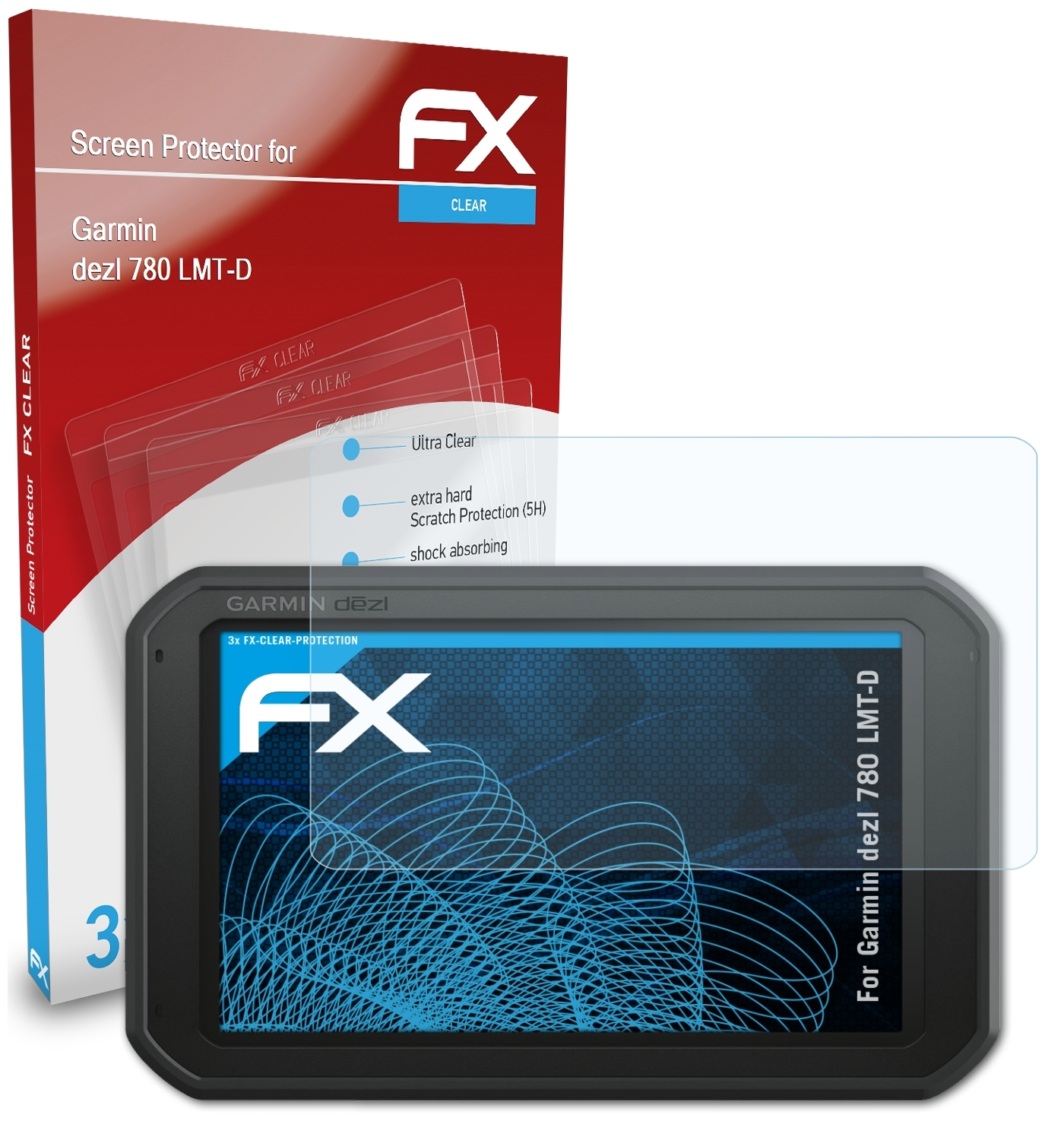 ATFOLIX 3x FX-Clear Displayschutz(für Garmin LMT-D) 780 dezl