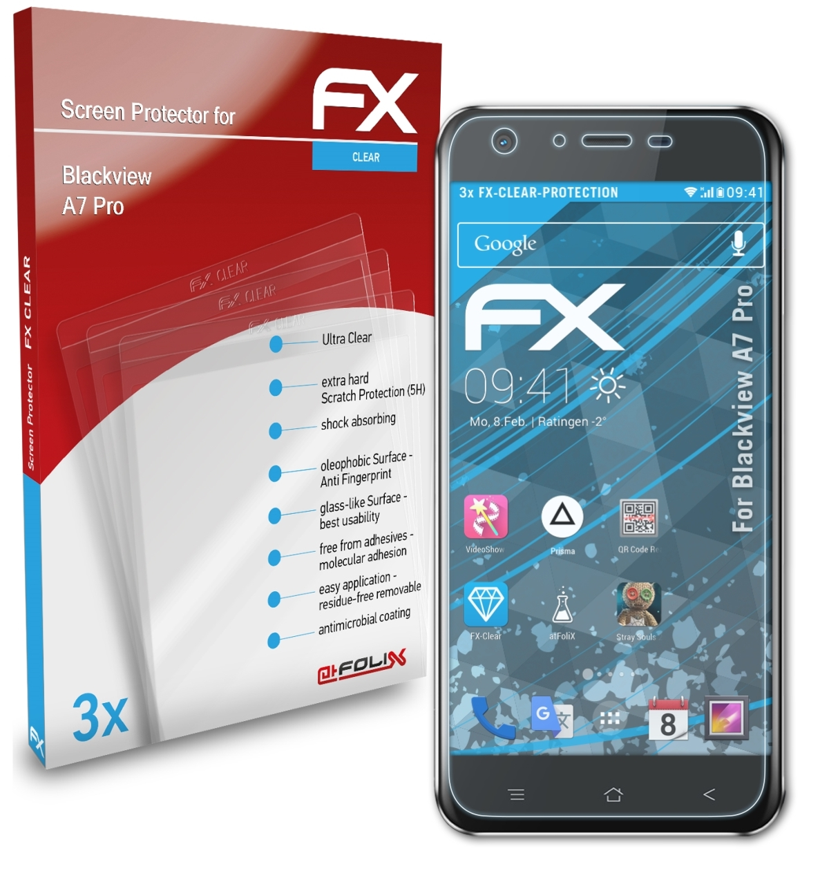 ATFOLIX 3x A7 Displayschutz(für FX-Clear Blackview Pro)